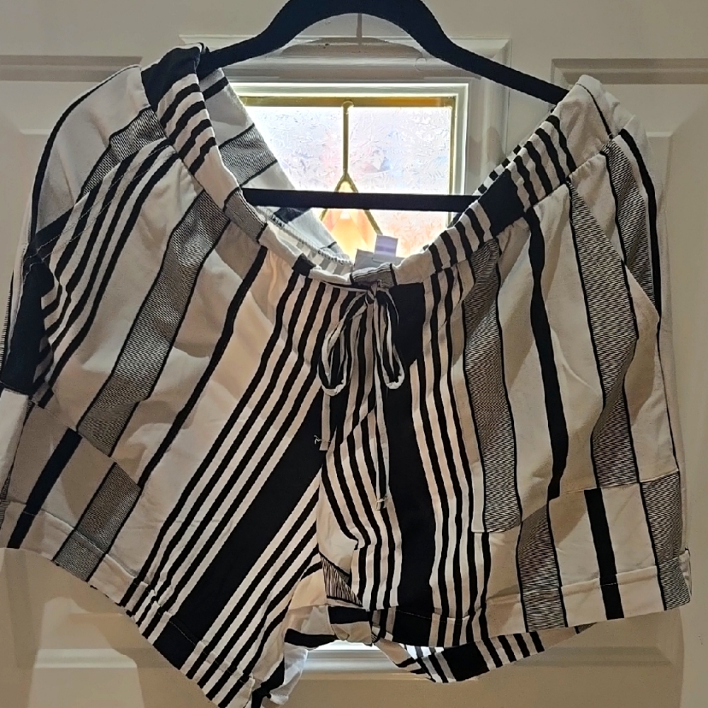 Lularoe Jessica Striped Black and White Women's Shorts (Size L)